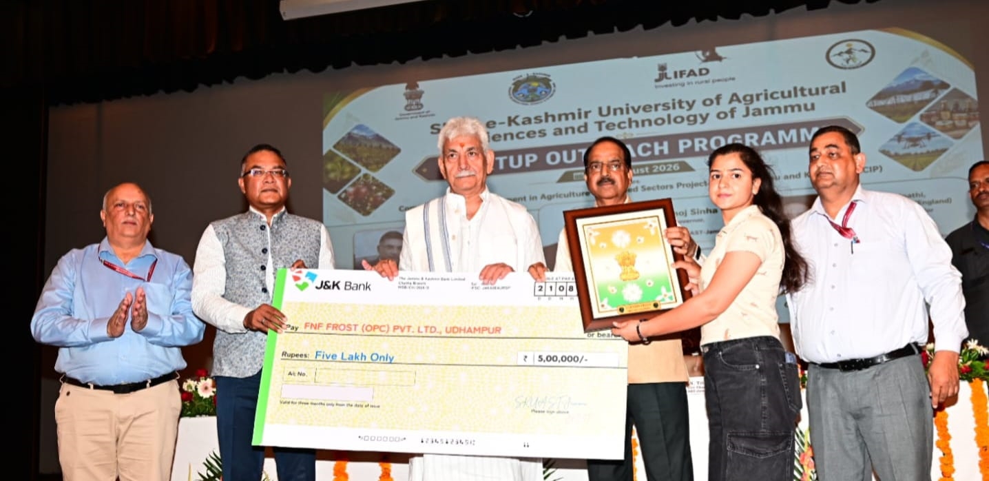 Lieutenant Governor Manoj Sinha inaugurating infrastructure at SKUAST-Jammu