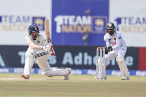 KL Rahul celebrates during the first Test against Sri Lanka in Galle