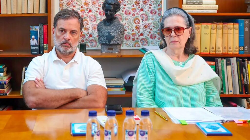 Sonia Gandhi and Rahul Gandhi during an event in India